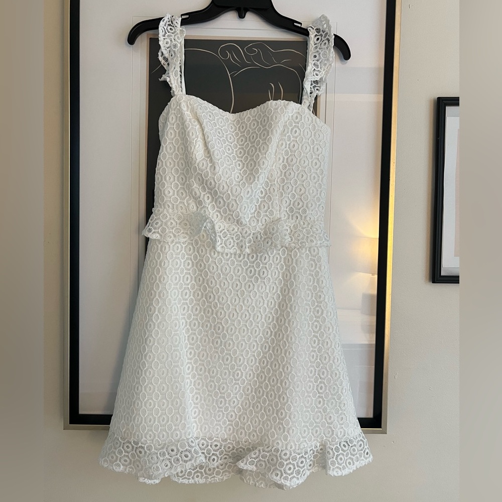 NWT AIDAN LACE FIT AND FLARE WITH FOUNCE DRESS
